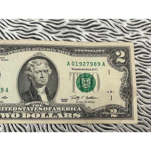 2009 series A 2 dollar bill rare serial number A01927989 A - Picture 4 of 8